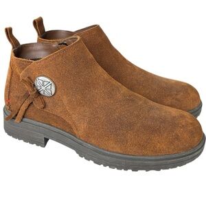 Minnetonka Joyelle Womens Ankle Boot Size 8 Brown Suede Comfort Foam Booties NEW